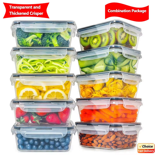4 Piece Food Storage Containers Set with Easy Snap Lids (4 Lids + 4 Containers) - Airtight Plastic Containers for Pantry