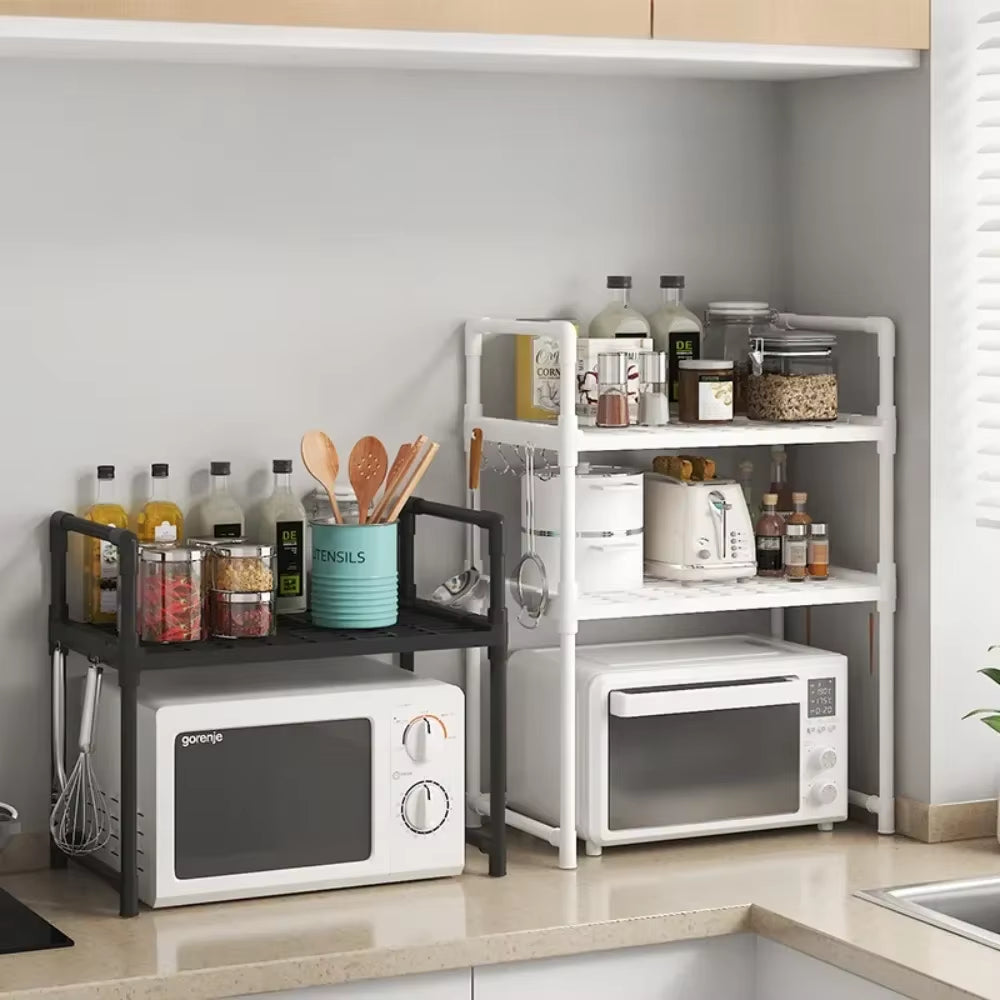 Kitchen Storage Rack Microwave Shelf Condiment Organizer Shelf Multi-Layer Simple Countertop Tidying Shelves Kitchen Accessories