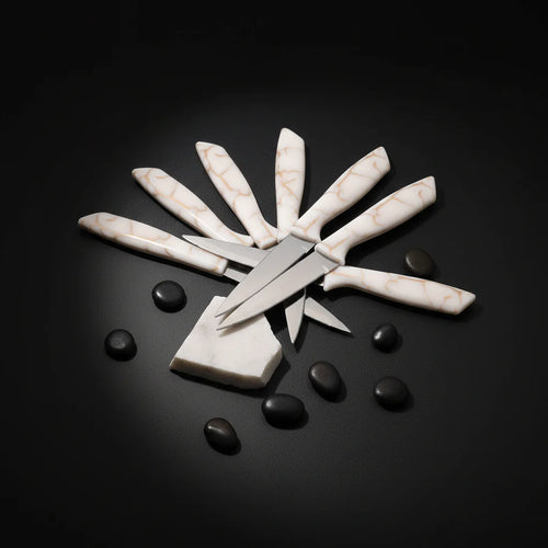 13-Piece Stainless Steel Steak Knife Set with Marble-Pattern Handles