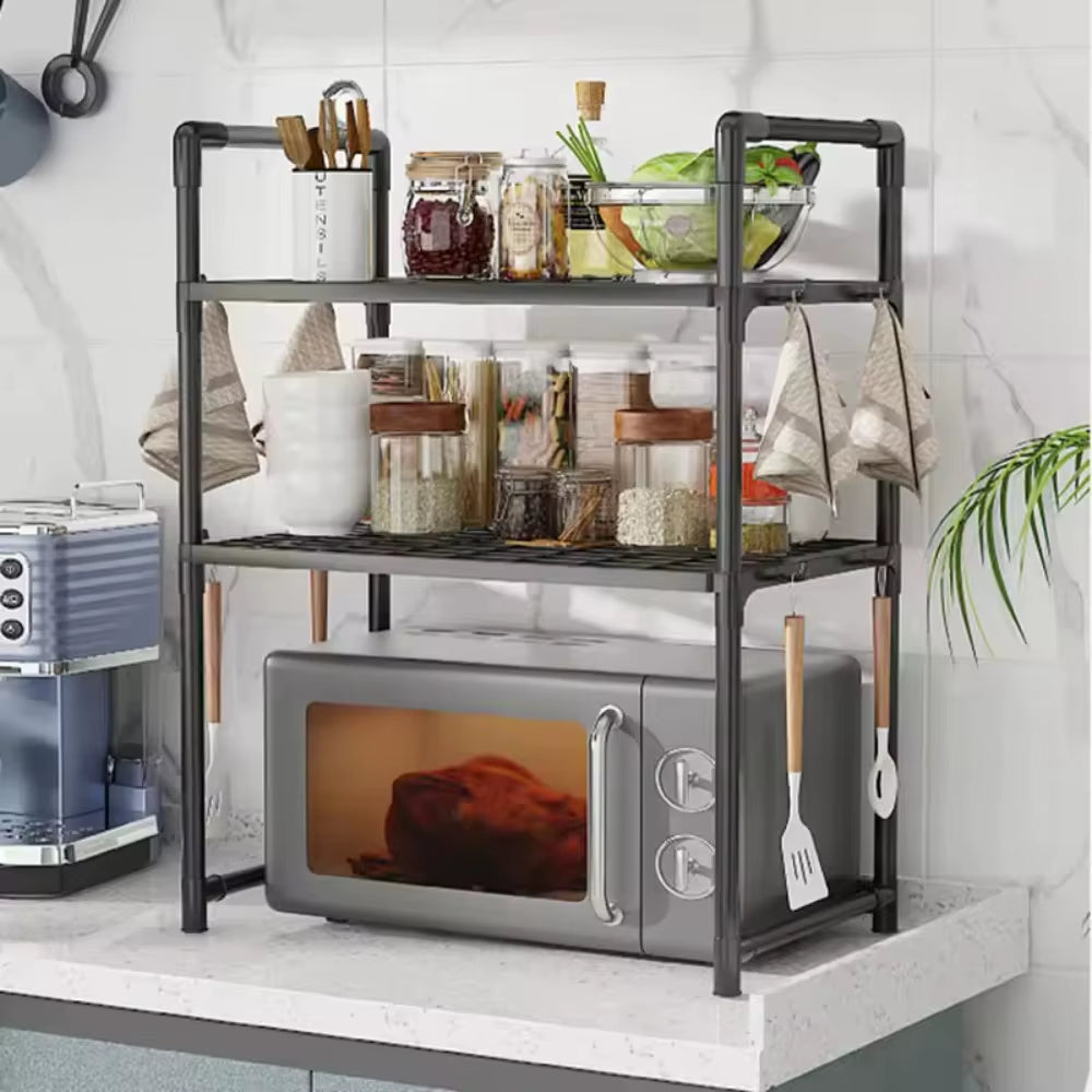 Kitchen Storage Rack Microwave Shelf Condiment Organizer Shelf Multi-Layer Simple Countertop Tidying Shelves Kitchen Accessories