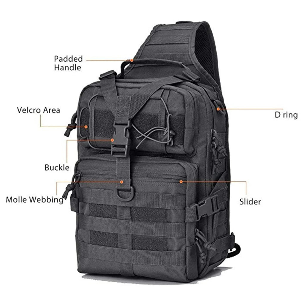 Jupitergear Tactical Military Sling Backpack 15L Shoulder Bag Molle Outdoor Daypack Backpack with Adjustable Strap