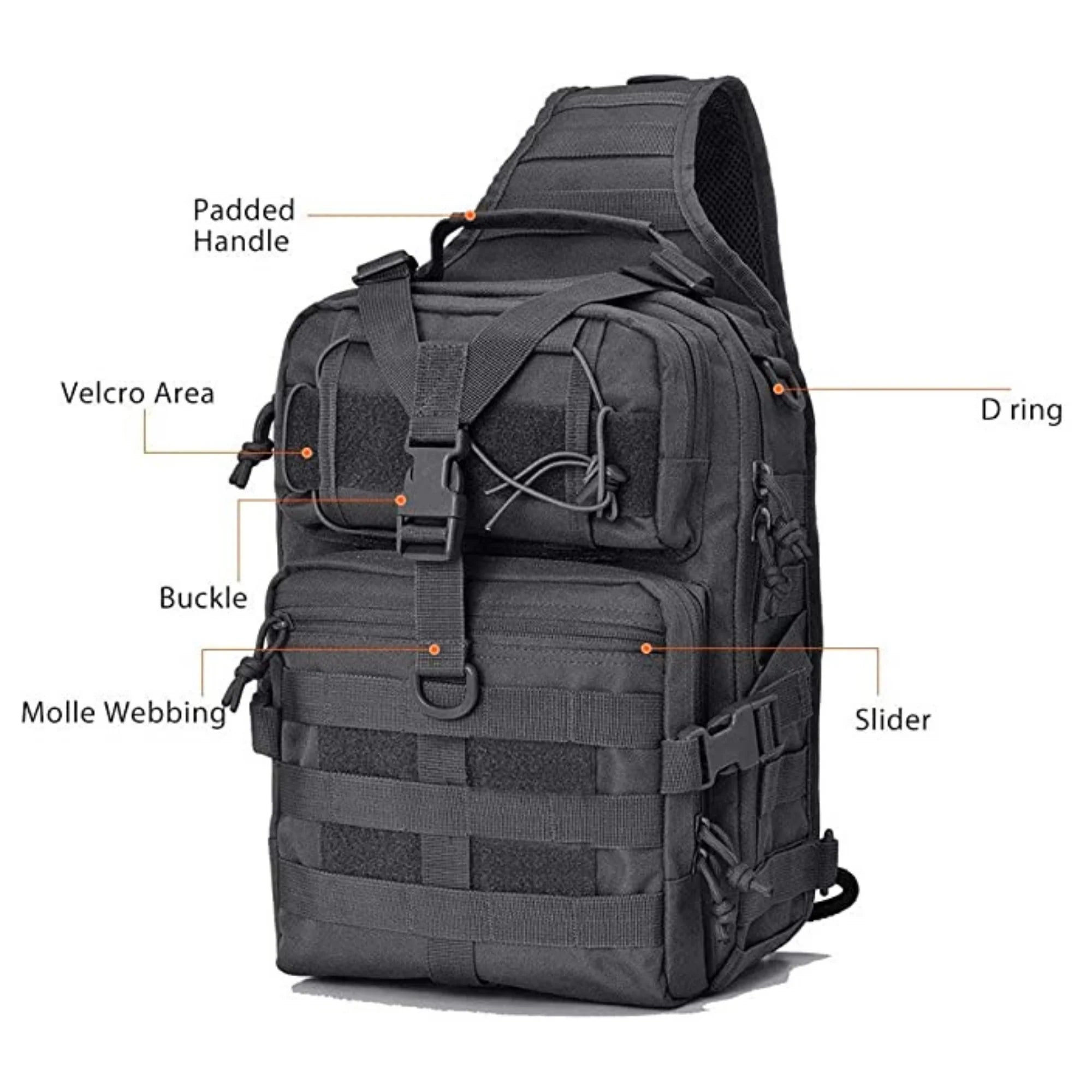 Jupitergear Tactical Military Sling Backpack 15L Shoulder Bag Molle Outdoor Daypack Backpack with Adjustable Strap