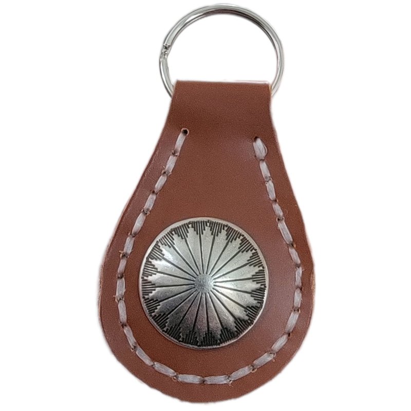 Handcrafted Leather Western Keychain - Brown