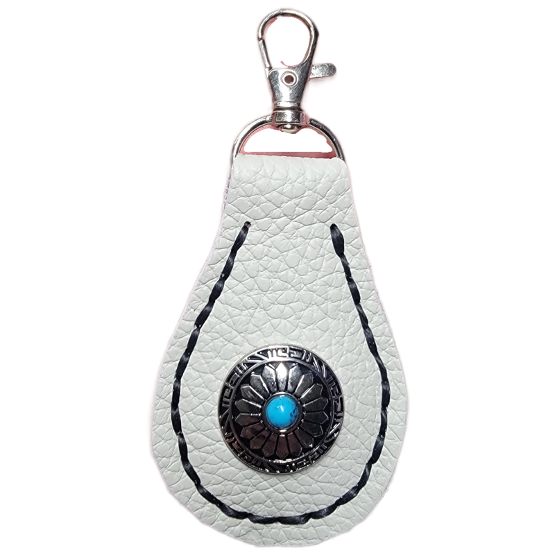 Navajo-Style Leather Concho Keychain