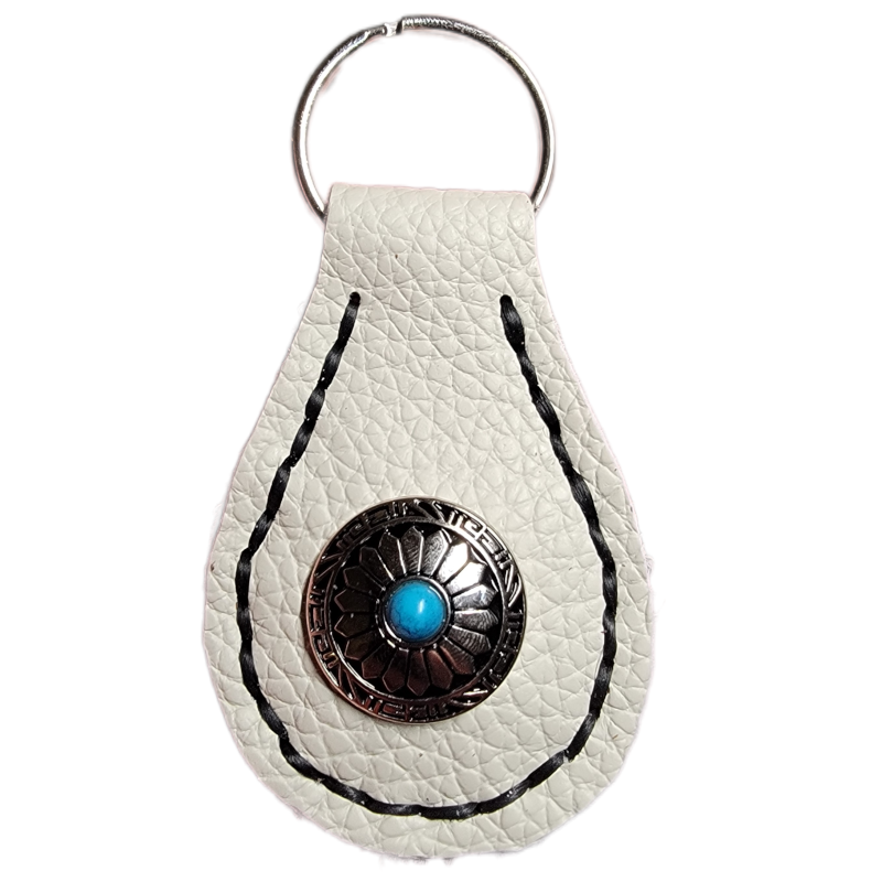 Navajo-Style Leather Concho Keychain