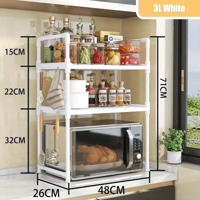 Kitchen Storage Rack Microwave Shelf Condiment Organizer Shelf Multi-Layer Simple Countertop Tidying Shelves Kitchen Accessories